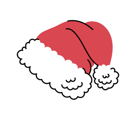 New Years Christmas Santa Claus hat. Print for T-shirt, sticker, holiday card. 2024 Winter illustration.のイラスト素材
