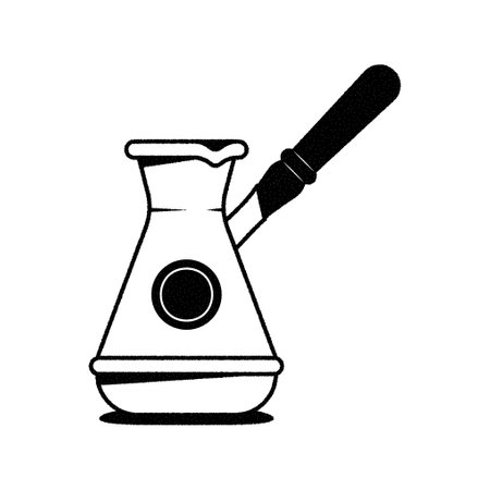 Turk with hot coffee, a popular way of brewing coffee, illustration of coffee beans and refreshing flavored drink, vintage style, vector imageのイラスト素材