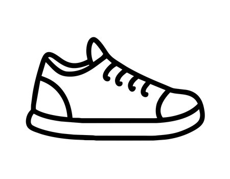 Linear icon classic low top sneakers with laces isolated. Casual trainers. Athletic shoe pictogram.のイラスト素材