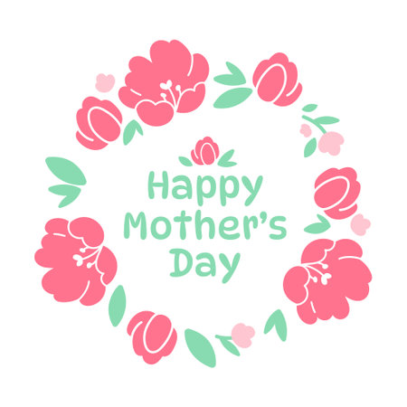 Floral wreath. Botanical spring vector illustration for mothers day greeting card design.のイラスト素材
