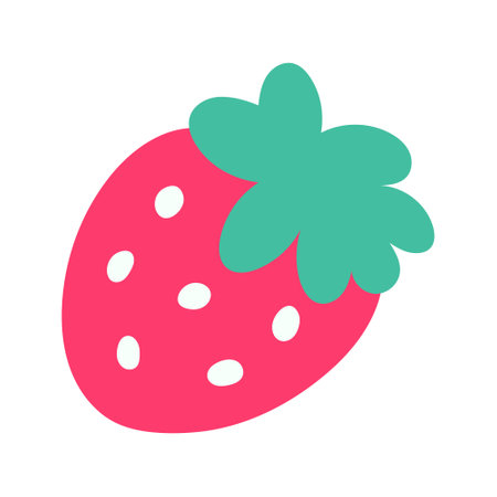 Cute hand drawn strawberry isolated on white background. Vector childrens illustration for print.のイラスト素材