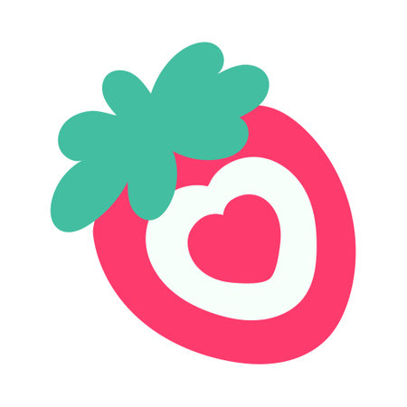 Cute hand drawn strawberry isolated on white background. Vector childrens illustration for print.のイラスト素材
