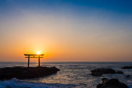 Morning glow of Oarai Beachのeditorial素材