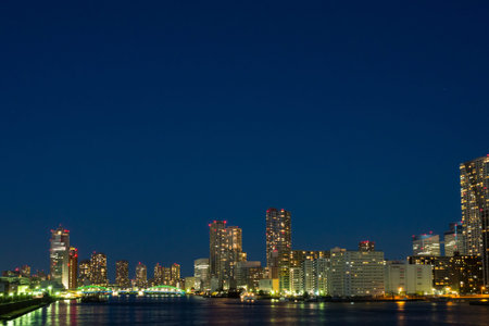 Night view of Kachidokibashi and high-rise buildingsのeditorial素材