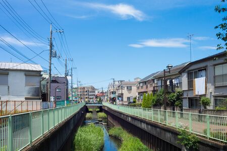 The Kanda River which flows through the residential areaのeditorial素材