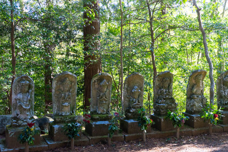 Kannon Stone statue, Shuzenji maple forestのeditorial素材