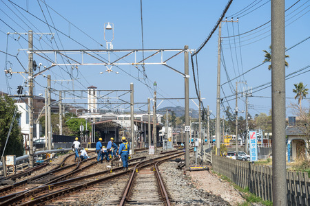 Maintenance work in the trackのeditorial素材