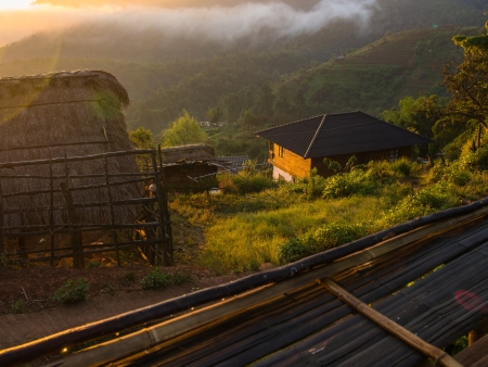 Residences in a mountain, Chiang Mai, Thailandの写真素材