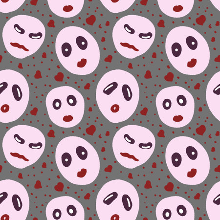 Cute seamless Halloween pattern with funny faces.の写真素材