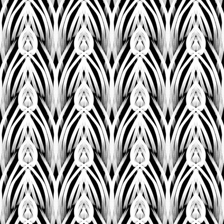 Seamless pattern with abstract wavy lines in black and white colors. Vector image.の写真素材