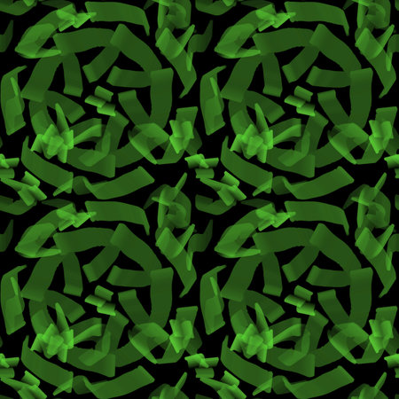 Seamless pattern of green ribbons on a black background.の写真素材
