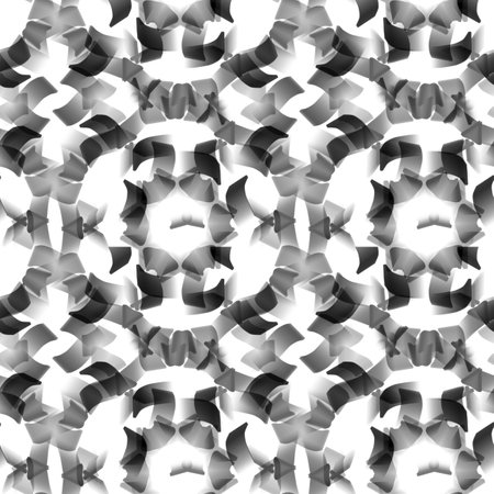 Abstract seamless pattern of black and white geometric shapes on a white backgroundの写真素材