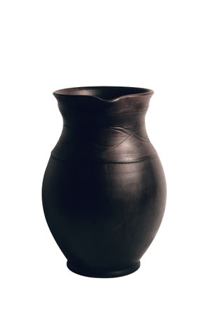 Clay vase isolated on white background. Clipping path included.の写真素材