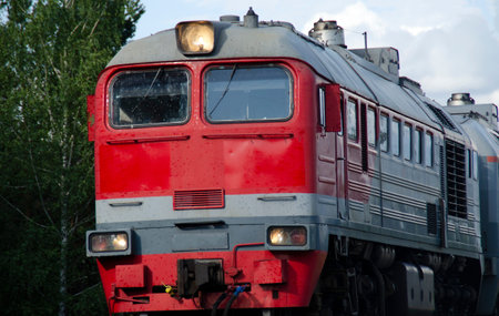 The locomotive on the background of the forest