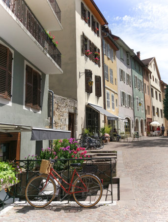 Street in the old town of Berchtesgaden, Germanyの写真素材
