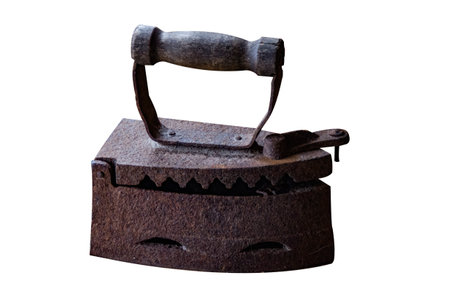 Old iron isolated on white background. Clipping path included. Clipping path included.の写真素材