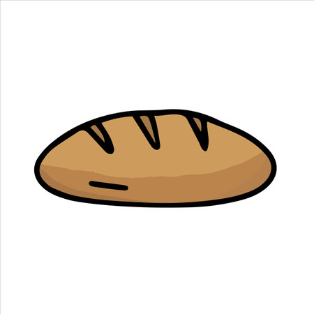 Bread doodle icon on white background. Vector illustration.のイラスト素材