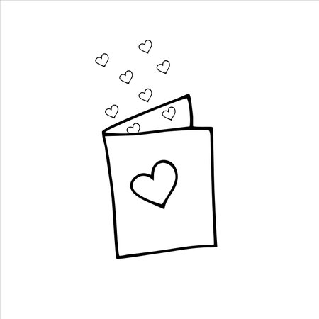 Envelope with hearts. Hand drawn doodle vector illustration.のイラスト素材