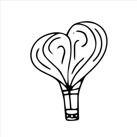 Hand drawn doodle hot air balloon icon. Vector illustration.のイラスト素材
