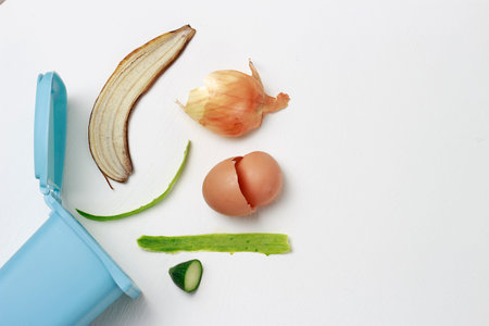 A organic waste on a white background, the concept of garbage sorting