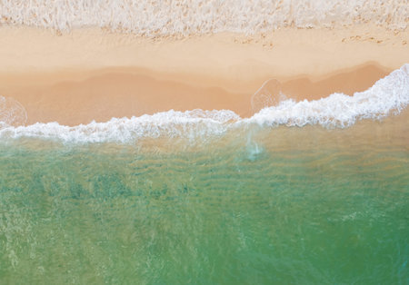 A ocean waves and beach top view, natural background.の写真素材