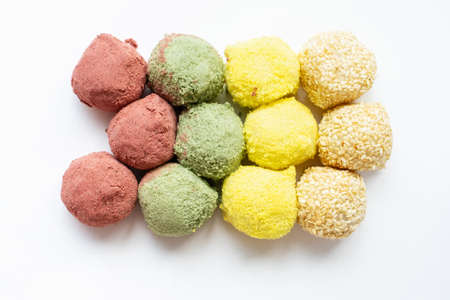 Korean traditional sweet rice appetizer tteok on white background close up.の写真素材
