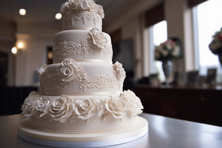 Wedding cake close-up, created with Generative AI technology.の素材