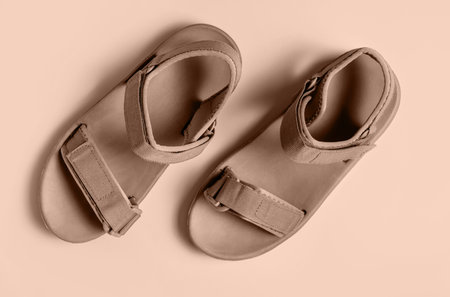 Female sandal close-up in a trendy color.の写真素材