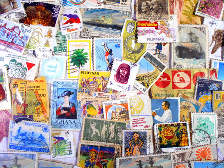           collection of stamps of different countries のeditorial素材