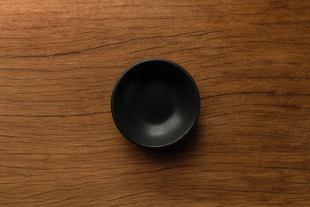 the blackbowl japan top view on the woodの写真素材