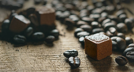 close up coffee and coco ballの写真素材