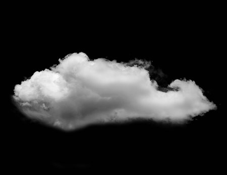 White cloud isolated black backgroundの写真素材