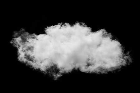 White cloud isolated black backgroundの写真素材