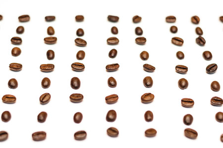 coffee beans top view copy space, white back groundの写真素材