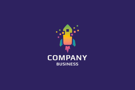 Rocket Space Logo Design Vector, Spaceship Logo Template, Startup Logoのイラスト素材