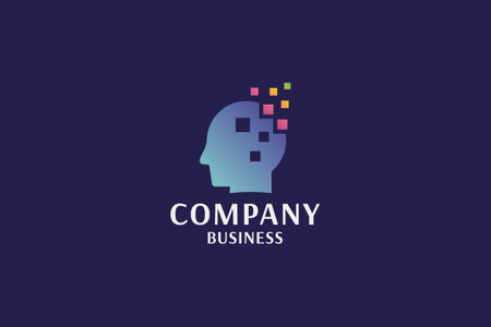 Creative Brain Logo Design Template. Artificial Intelligence Logotype Concept.のイラスト素材