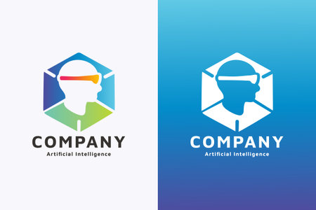 Algorithm logo design template. Virtual reality icon. Vector illustration.のイラスト素材