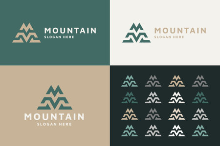 Letter M and Mountain logo template set. Vector illustration for your business design.のイラスト素材