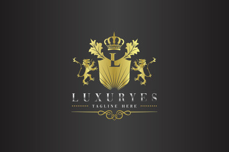 Luxury Letter L Logo with Elegant Coat of Arms.のイラスト素材