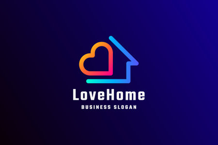 Love Home Logo Design Vector Template. Colorful Love Home Logotype Conceptのイラスト素材