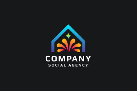 Colorful abstract house logo design vector template. Creative real estate logo designのイラスト素材