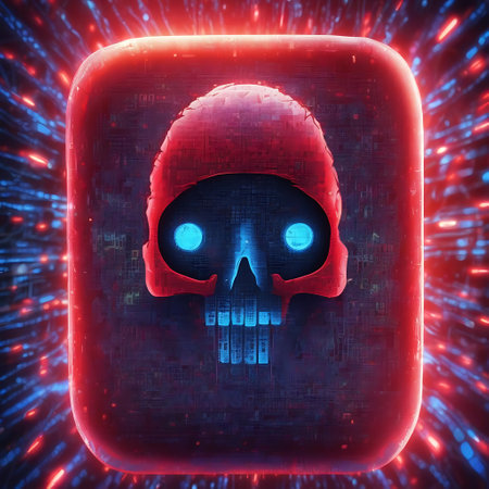 Digital illustration of a skull with neon lights in the background. 3D rendering.の素材