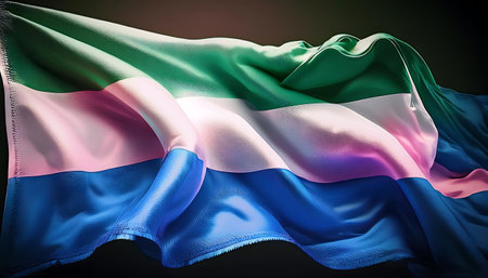 Flag of Gambia waving in the wind. 3d rendering.の素材