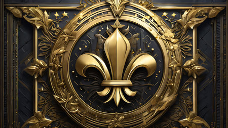 Luxury royal emblem on black background. 3D rendering.の素材