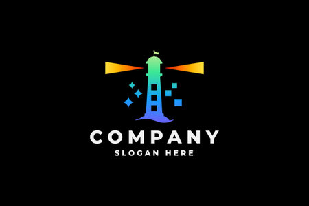 Creative Lighthouse Logo Design Template. Lighthouse Logo Design Vectorのイラスト素材