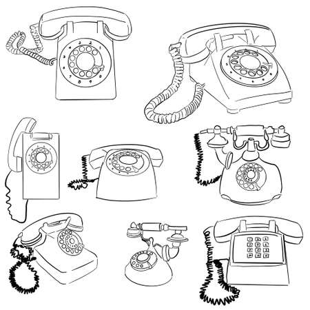 Vector illustration of retro telephones. Created for various web resources. Decorate your design with this illustrationのイラスト素材