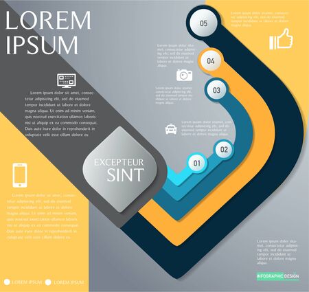 Infographic design or workflow chart, number,diagramのイラスト素材