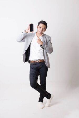 Portrait of Asian Man  With Gesture Signの写真素材