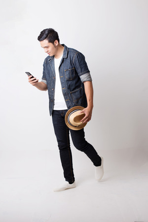 Portrait of Asian Man  With Gesture Signの写真素材