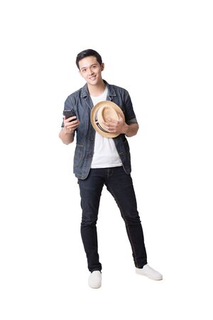 Portrait of Asian Man  With Gesture Signの写真素材